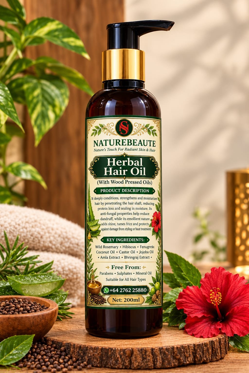 Herbal Hair Oil – With Wood Pressed Oils (200 ml)