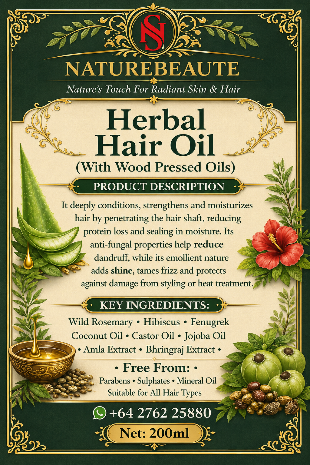 Herbal Hair Oil – With Wood Pressed Oils (200 ml)