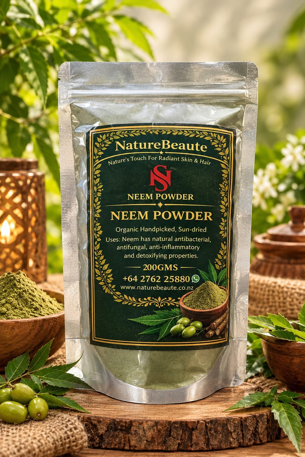 Organic Neem Powder – Handpicked, Sun-Dried (100 g)