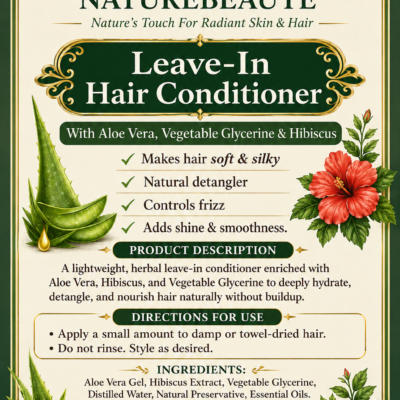 Leave-In Hair Conditioner – With Aloe Vera, Vegetable Glycerine & Hibiscus (200 ml)