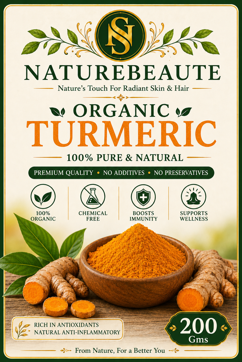 Organic Turmeric Powder – 100% Pure & Natural (200 g)